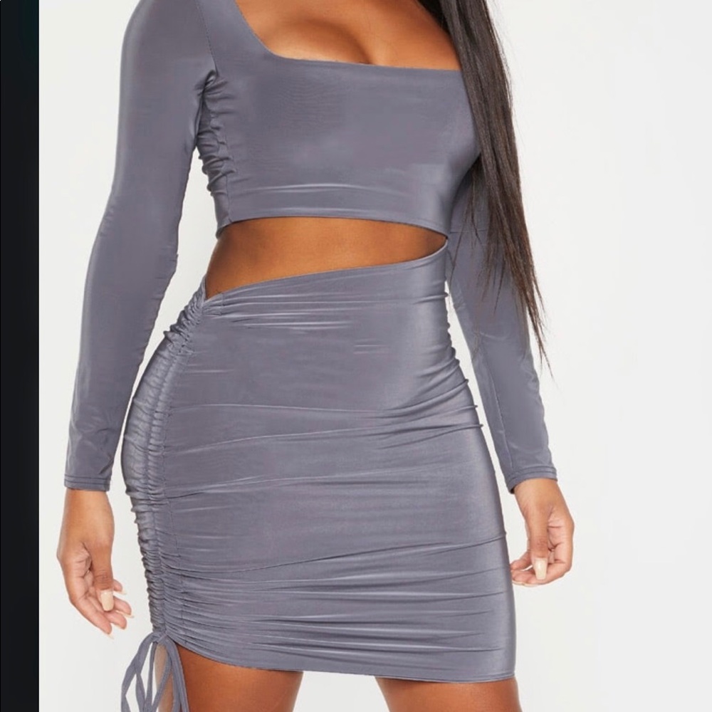 Ruched Charcoal Dress from Pretty Little thing New